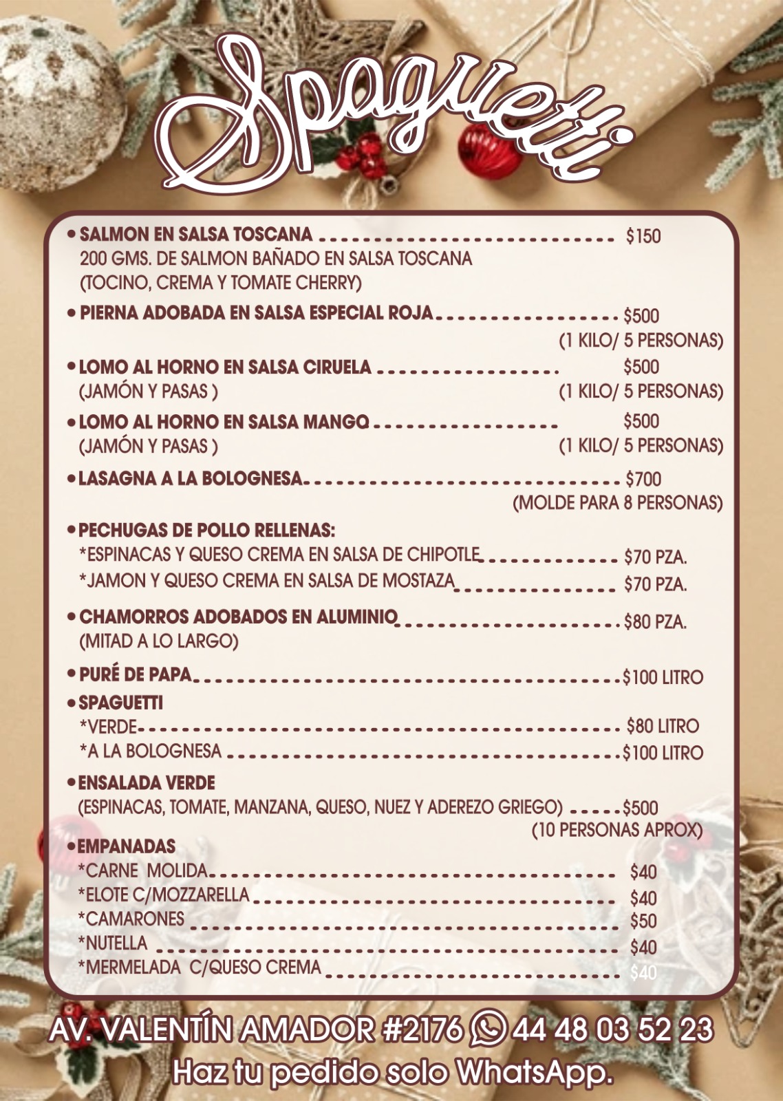 Menú del día Cocina Económica Spagetti